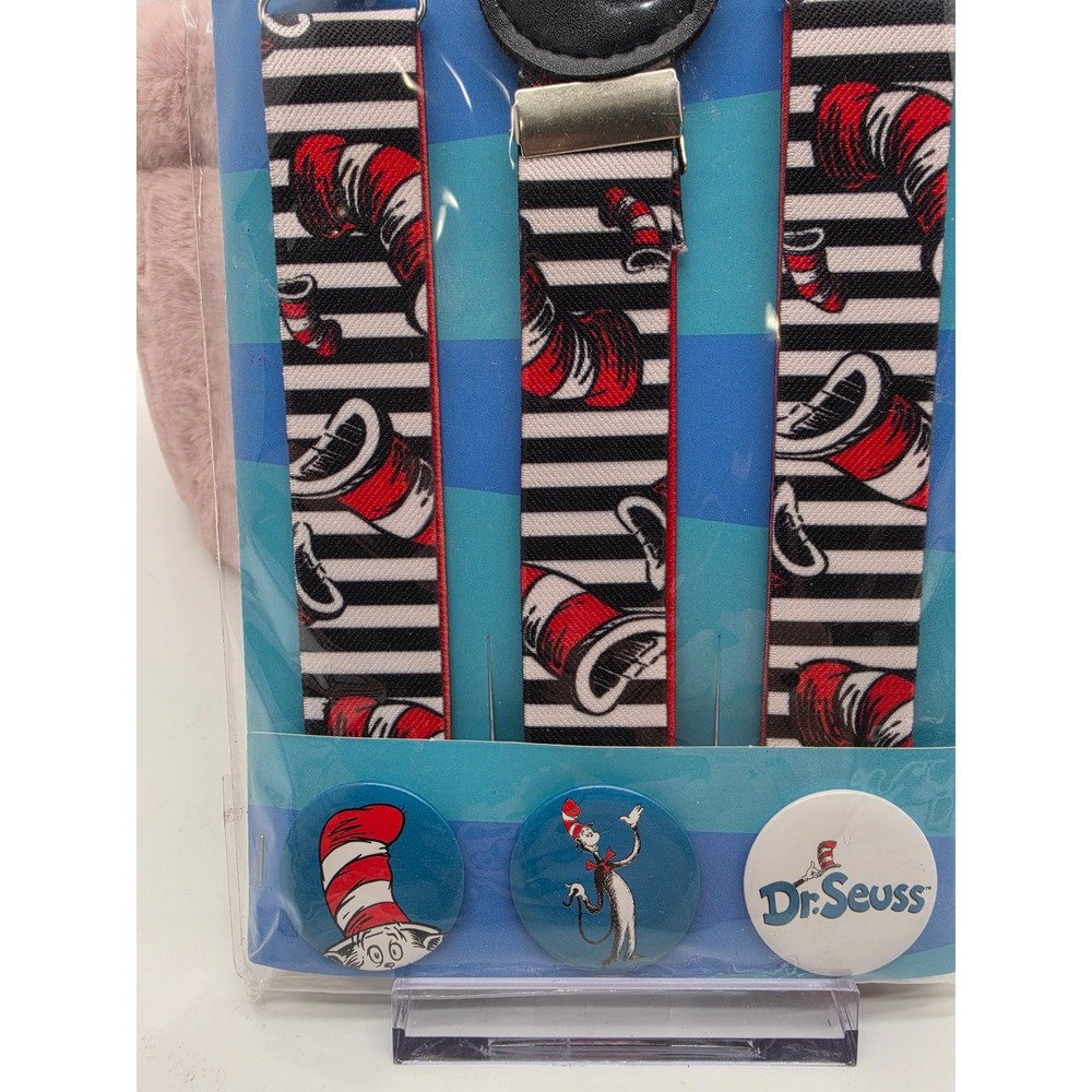 Spirit Halloween Dr. Seuss Suspenders and Pin Set Black and Red Halloween - Picture 5 of 12